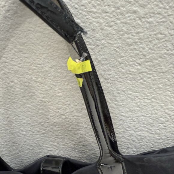 TORY BURCH Large Black Logo Tote Bag w/Patent Leather Trim *flaw - Picture 3 of 5